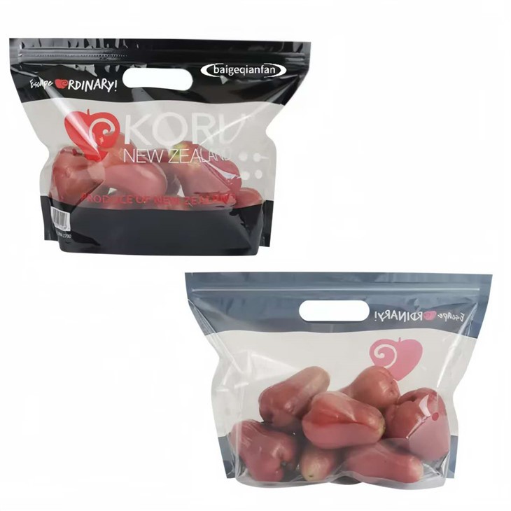 High Quality Environmental Protection Wholesale Transparent Self-supporting Bag Apple Plastic Resealable Zipper Self Stand Pouches Bag