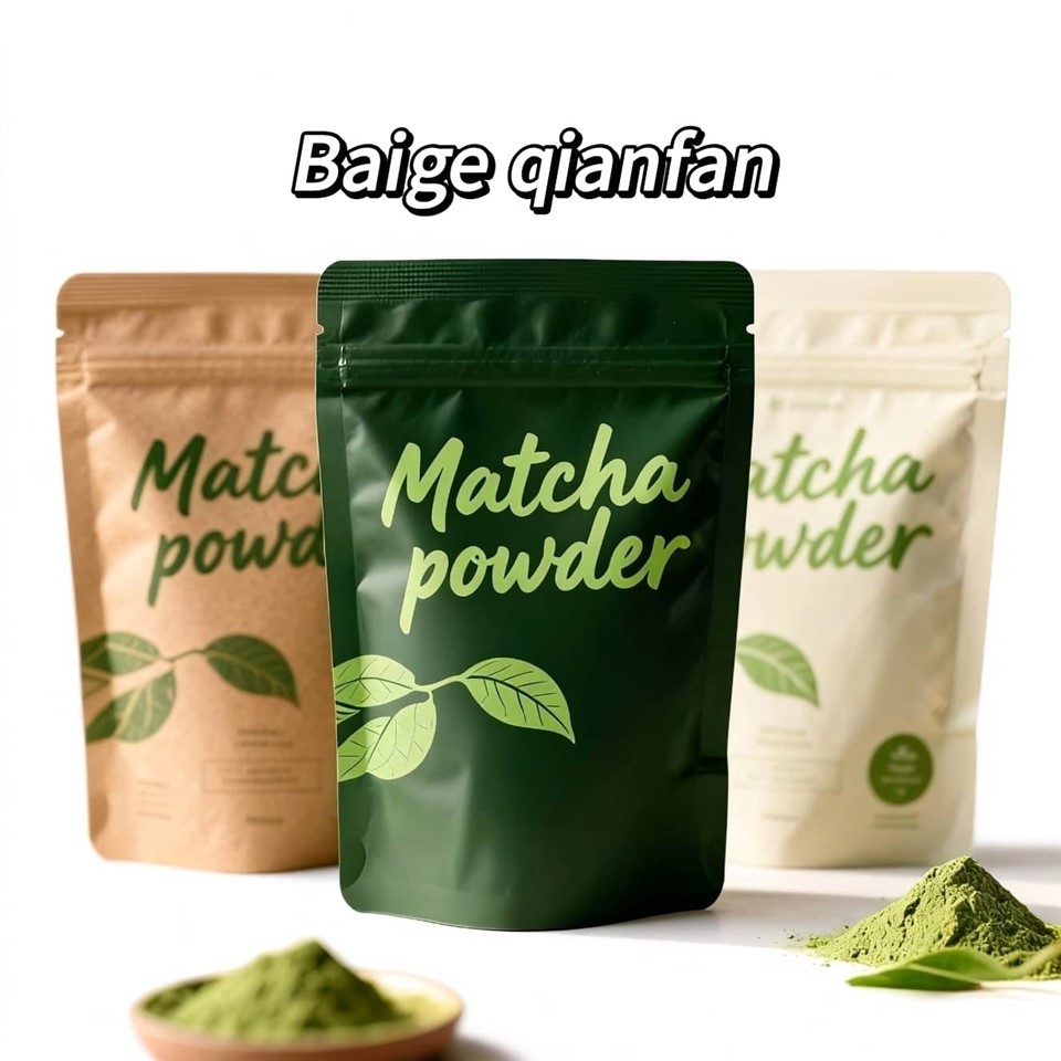 Matcha Powder Stand Up Zipper Packaging Bag