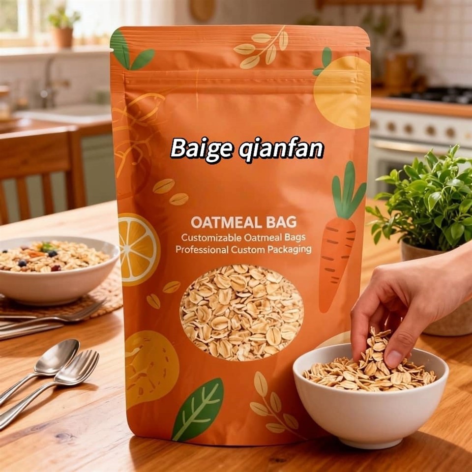 Oatmeal Stand-up Zipper Bags