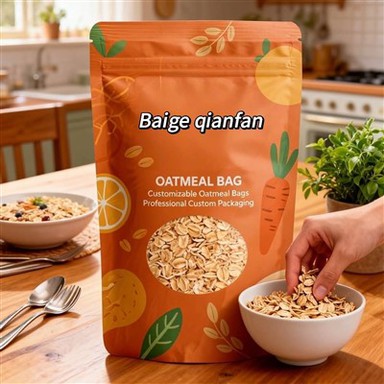 Oatmeal Stand-up Zipper Bags