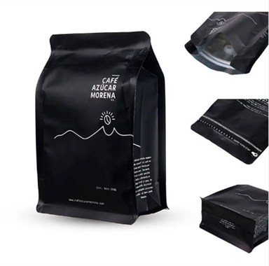 Black Flat Bottom Coffee Bags